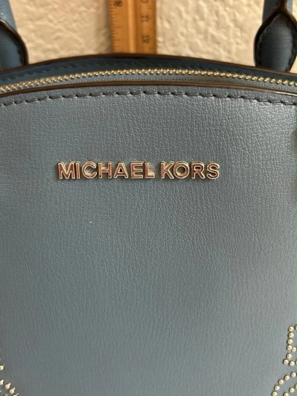 Michael Kors Ellis Small Convertible Leather Shoulder Bag - Denim Blue - Picture 2 of 10